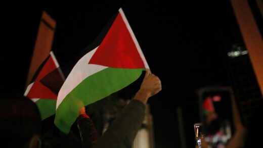 Nighttime palestine flag rally wallpaper