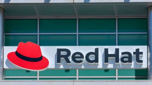 Red Hat logo and sign on open-source software company office in Silicon Valley. Red Hat has its corporate headquarters in Raleigh, North Carolina - Sunnyvale, California, USA