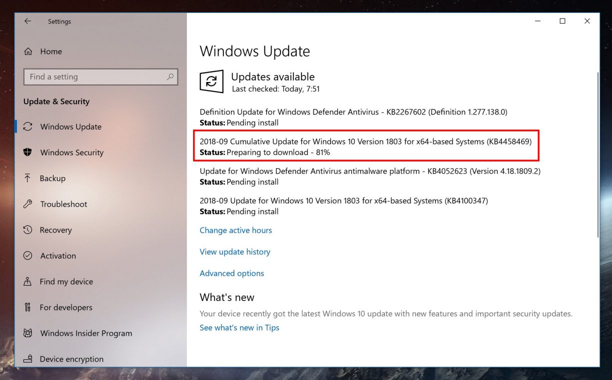 update to windows 10 version 1803 download