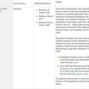 Microsoft lifts windows 10 version 1809 upgrade block as cisco bug fixed 524583 2