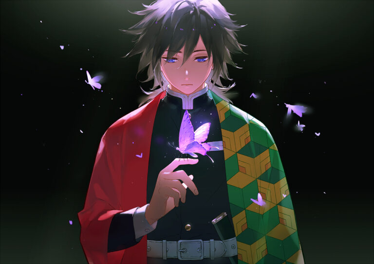 Giyuu with butterfly sad wallpaper | Download Demon Slayer Theme ...