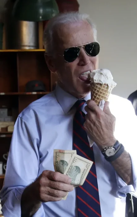 Joe biden eating ice cream money