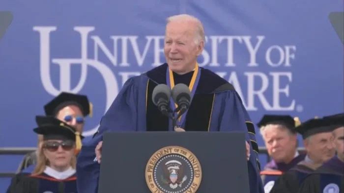 Joe biden speaking at university commencement