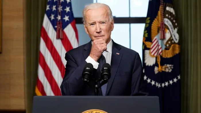 Joe biden thoughtful at podium