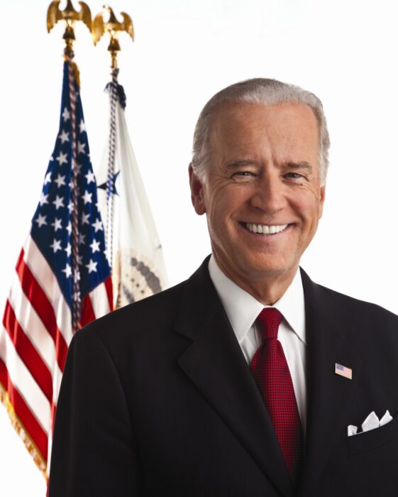 Official portrait joe biden with flags