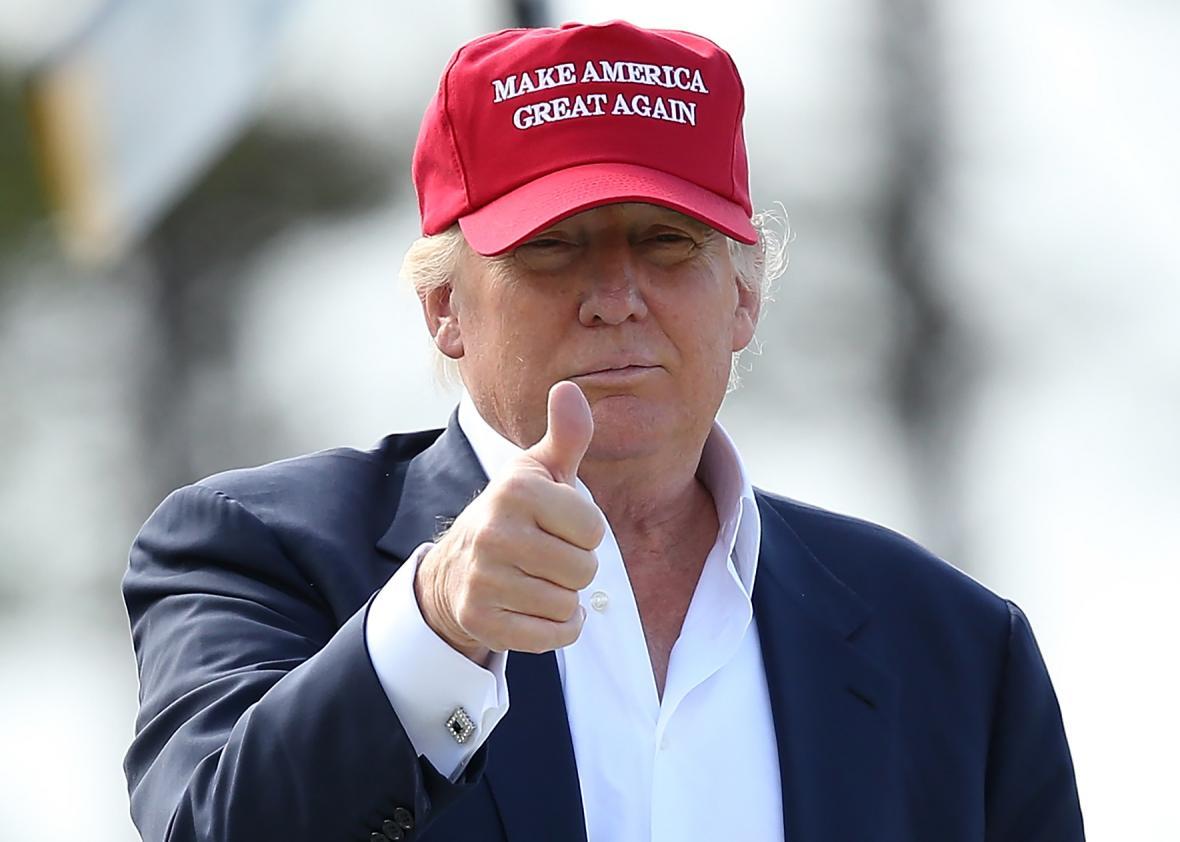 Donald trump red cap thumbs up wallpaper