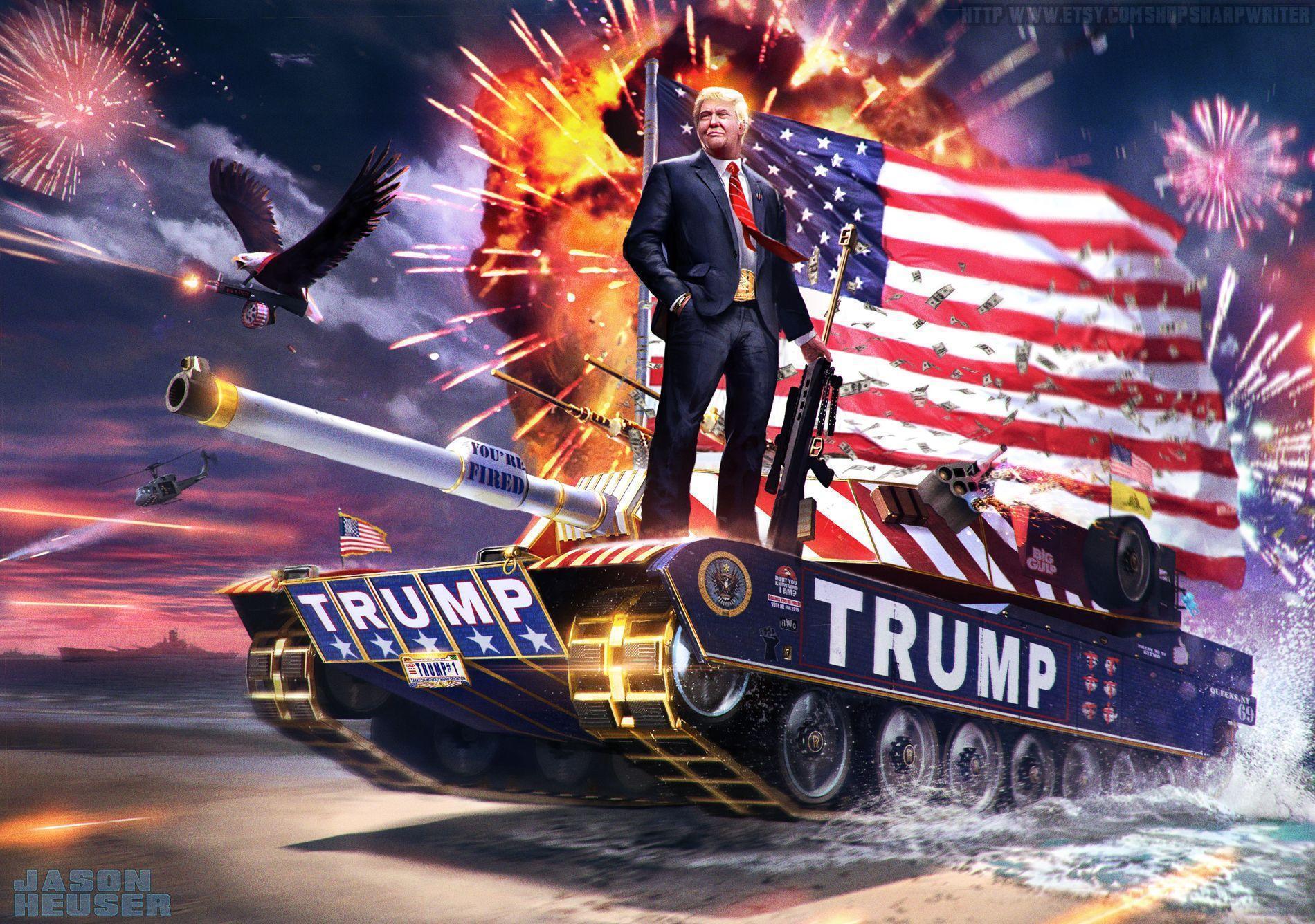 Donald trump tank fireworks wallpaper