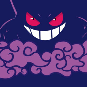 Gengar evil smile purple clouds wallpaper