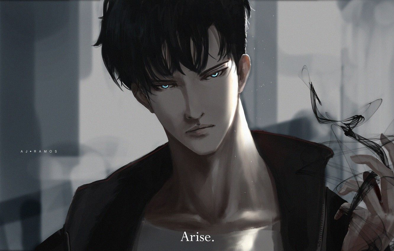 Mysterious dark hero arise text solo leveling wallpaper