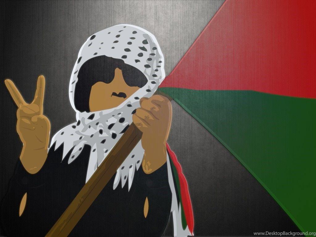 Cartoon style palestinian child peace sign wallpaper