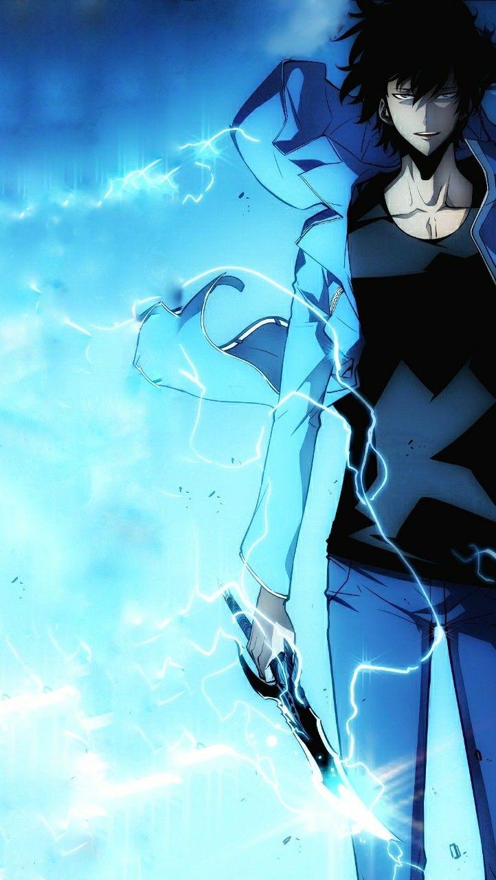 Dynamic blue aura fighter anime wallpaper