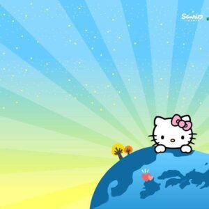 Hello kitty in blue dress wallpaper