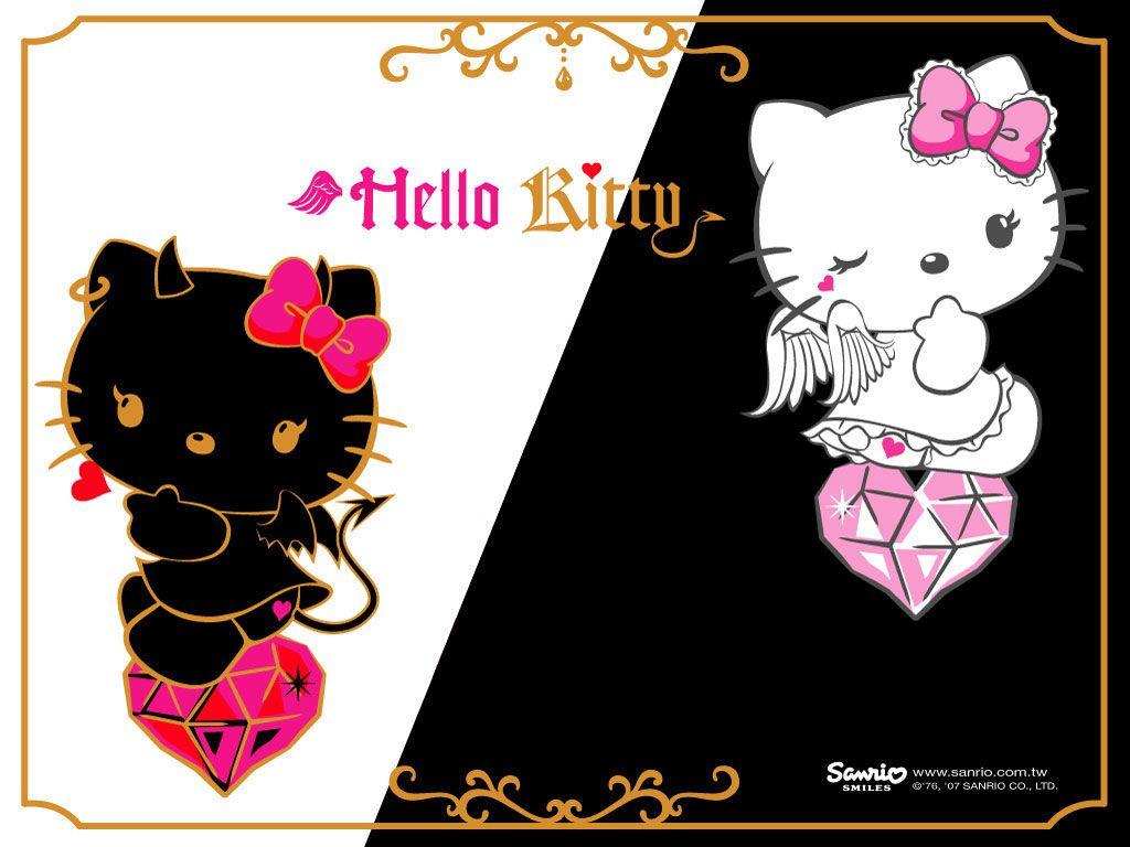 Hello kitty pink and yellow stars wallpaper