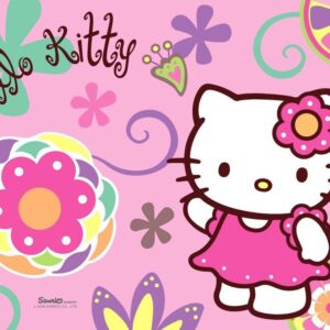 Hello kitty pink floral wallpaper