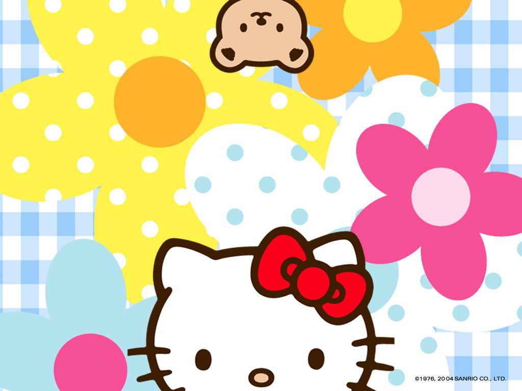 Hello kitty wallpaper with hearts and strawberries