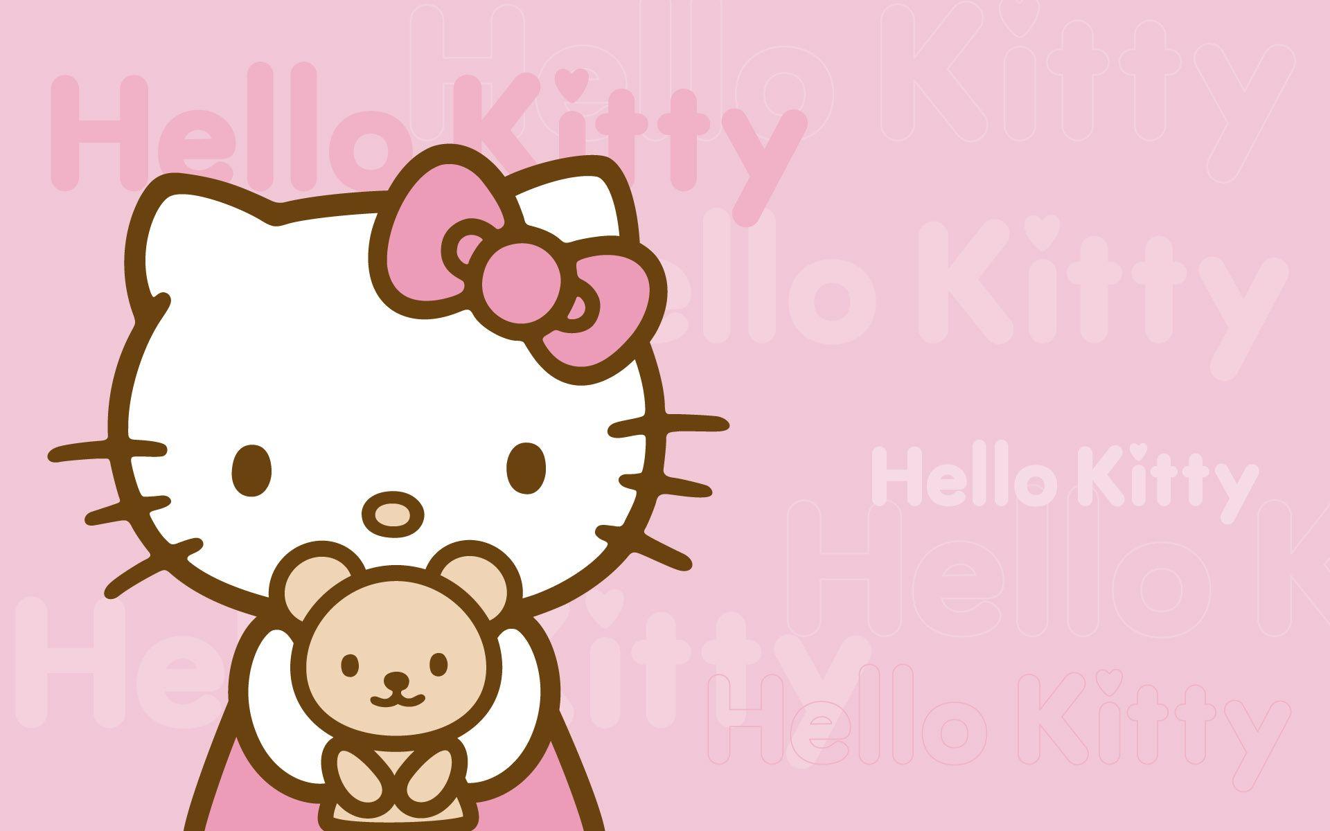 Hello kitty wallpaper with hearts and umbrellas