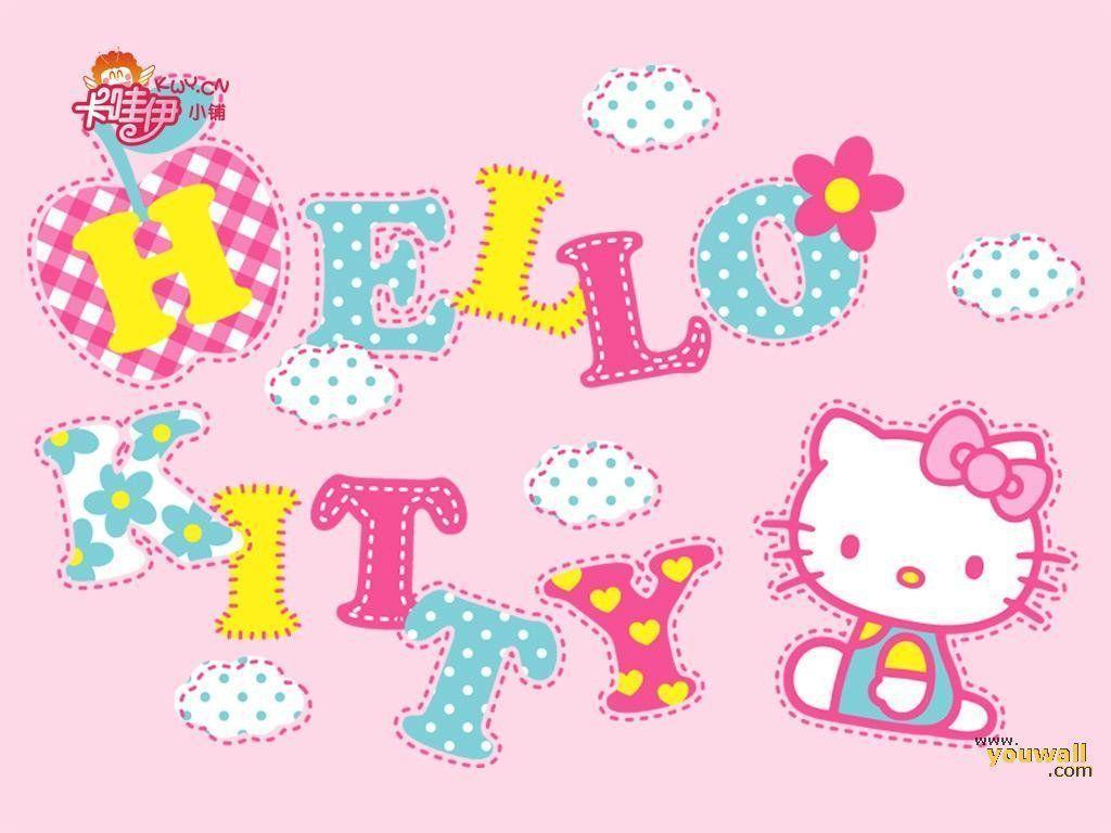 Hello kitty wallpaper with pink bow and teddy