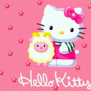 Hello kitty wallpaper with red bow and stars