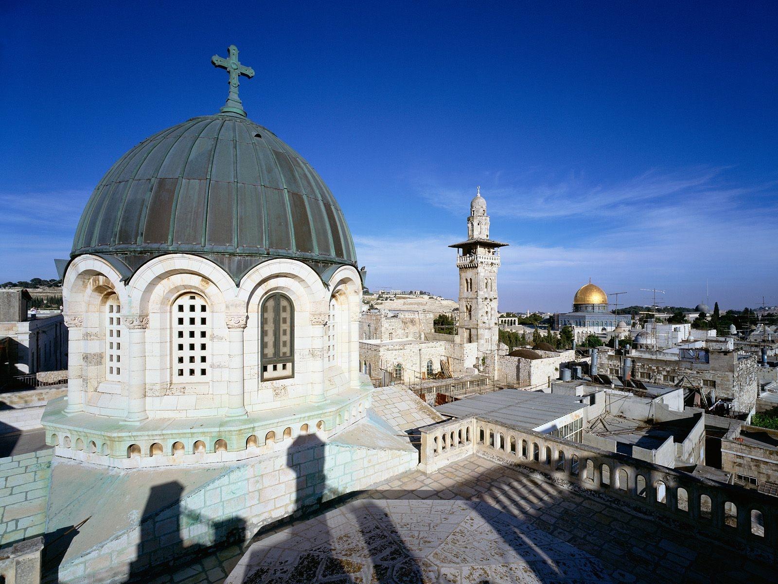 Jerusalem church dome golden hour wallpaper