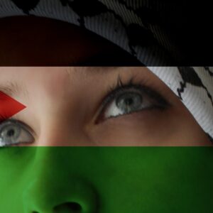 Palestinian flag blended with woman’s face wallpaper