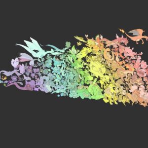 Pokemon ash catching colorful design wallpaper