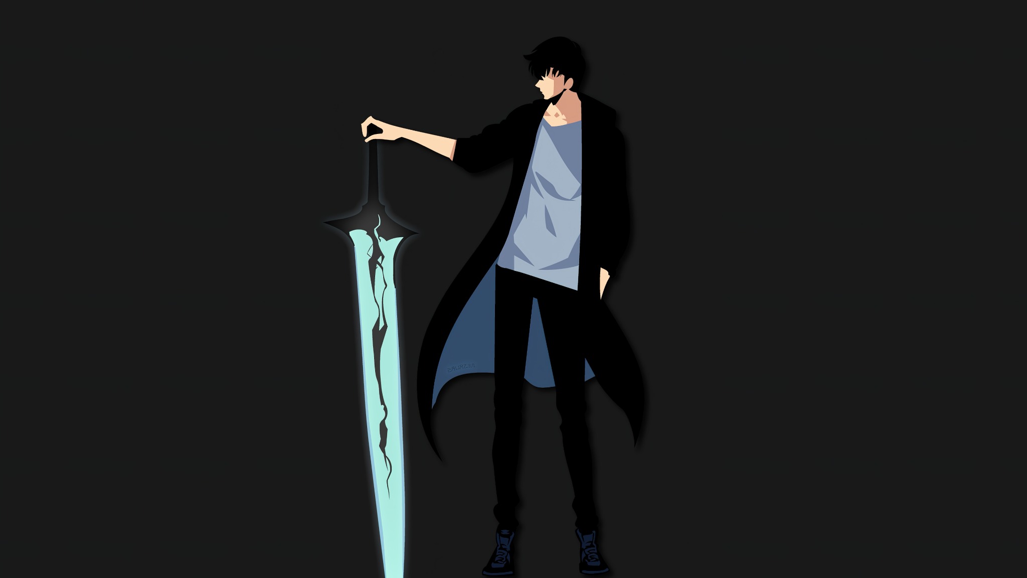 Sung jin woo and his giant sword anime wallpaper