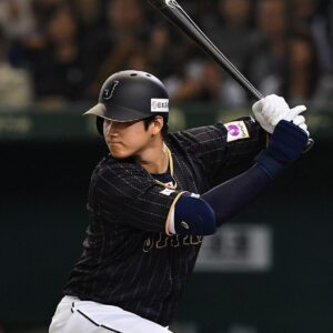 Shohei ohtani at bat black jersey