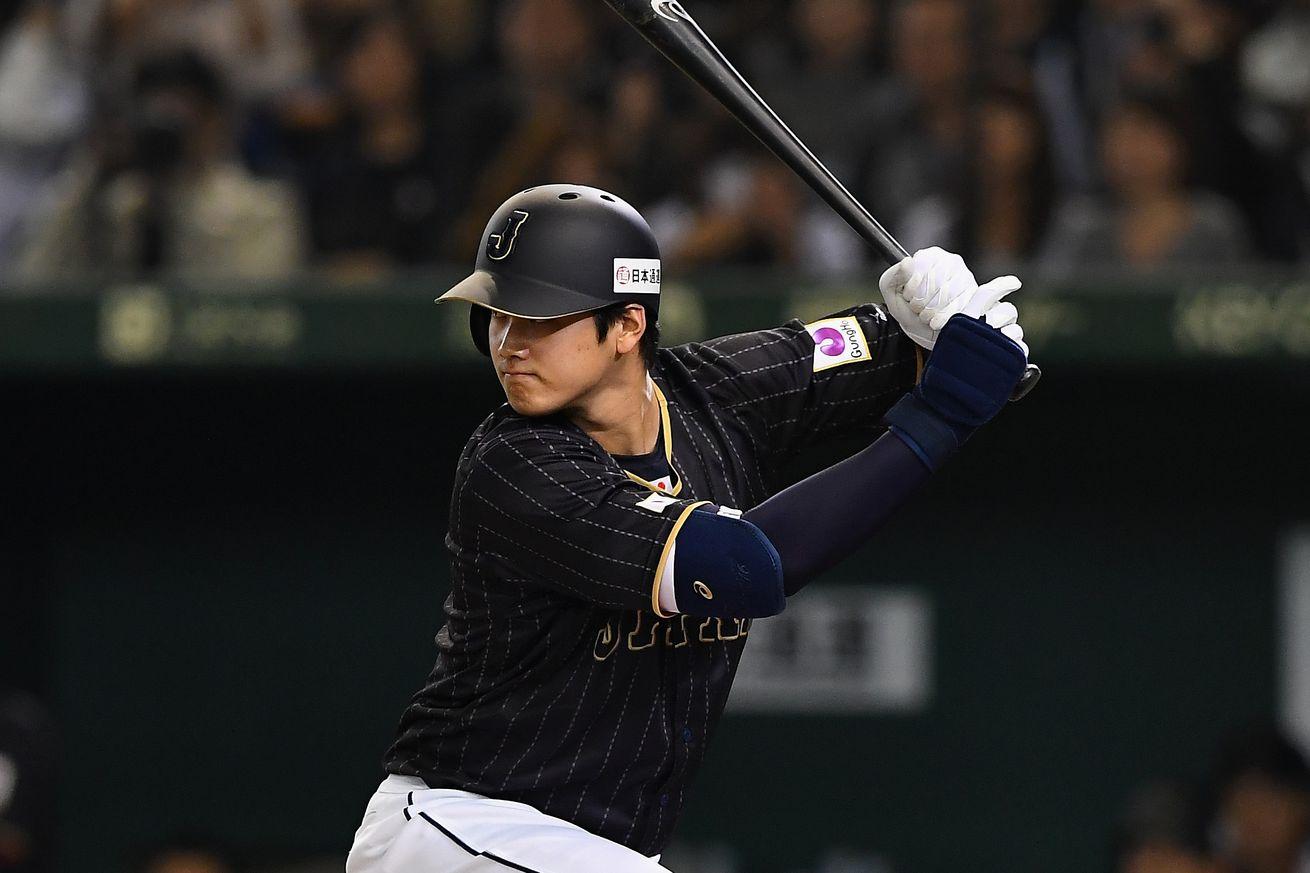 Shohei ohtani at bat black jersey