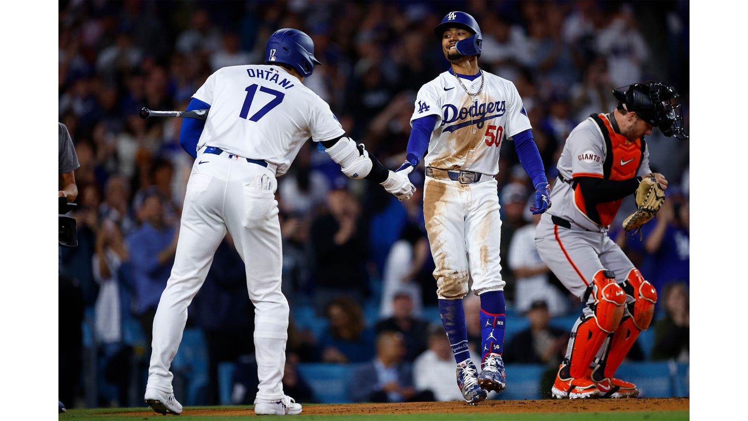 Shohei ohtani dodgers high five wallpaper