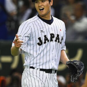 Shohei ohtani smiling japan jersey