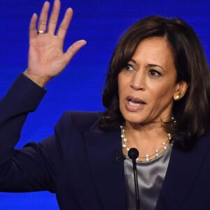 Kamala harris addressing supporters