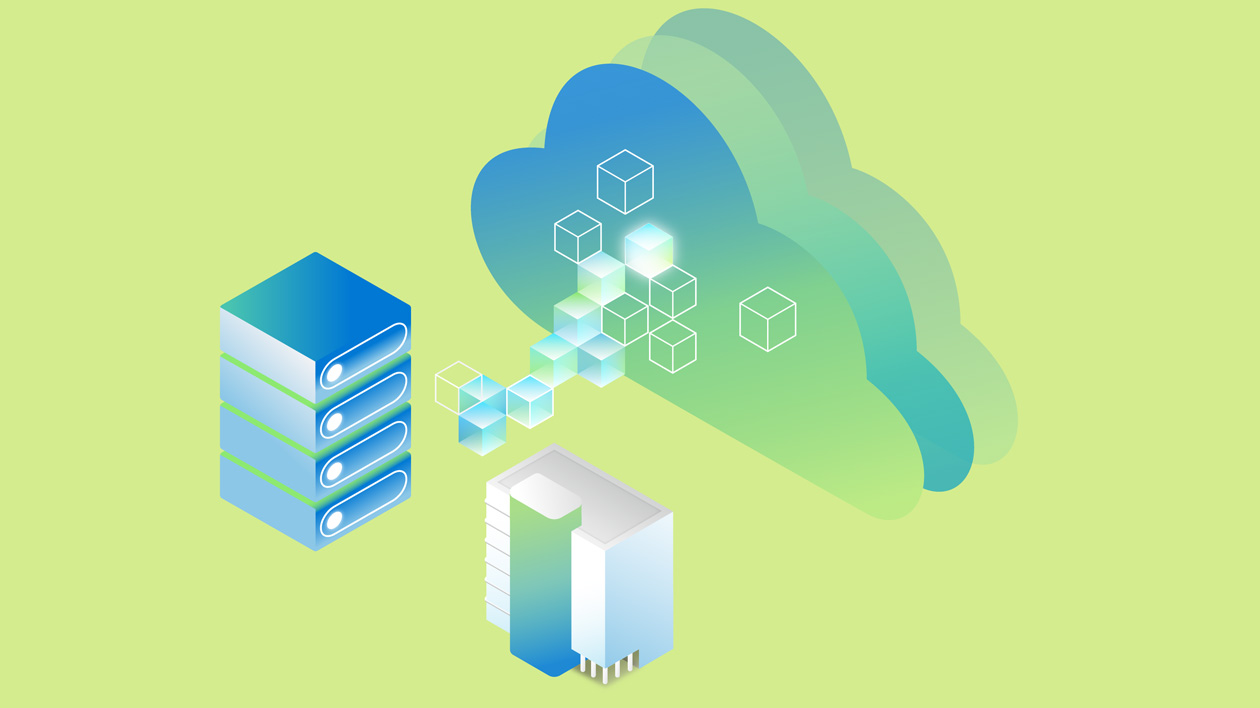 Azure featured image with green background and blue cloud