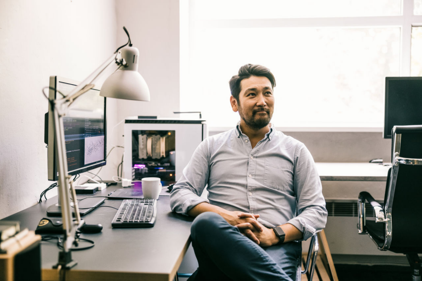 Man sitting at desk